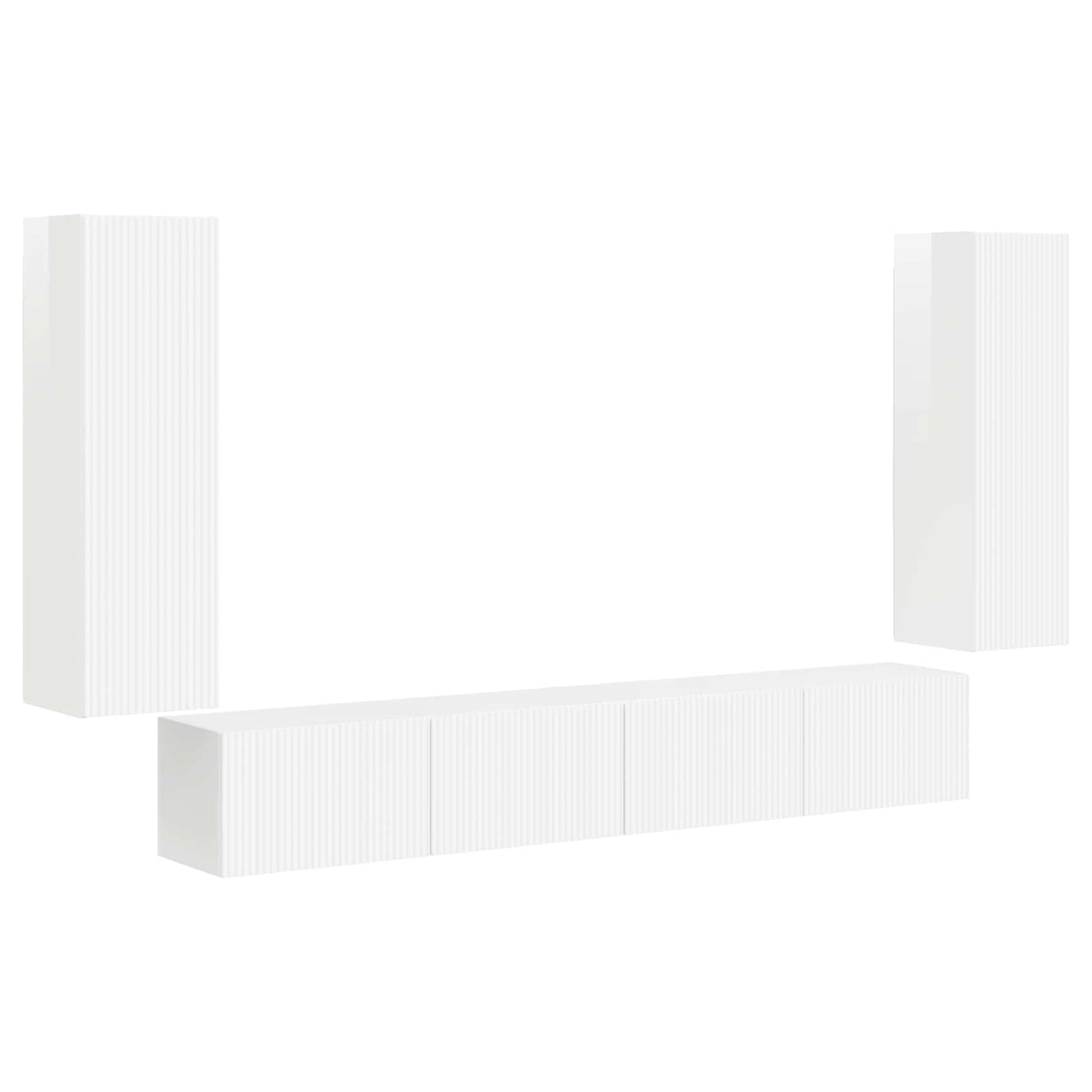 TV Wall Cabinet Set 4 pcs High Gloss White Engineered Wood