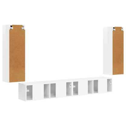 TV Wall Cabinet Set 4 pcs High Gloss White Engineered Wood