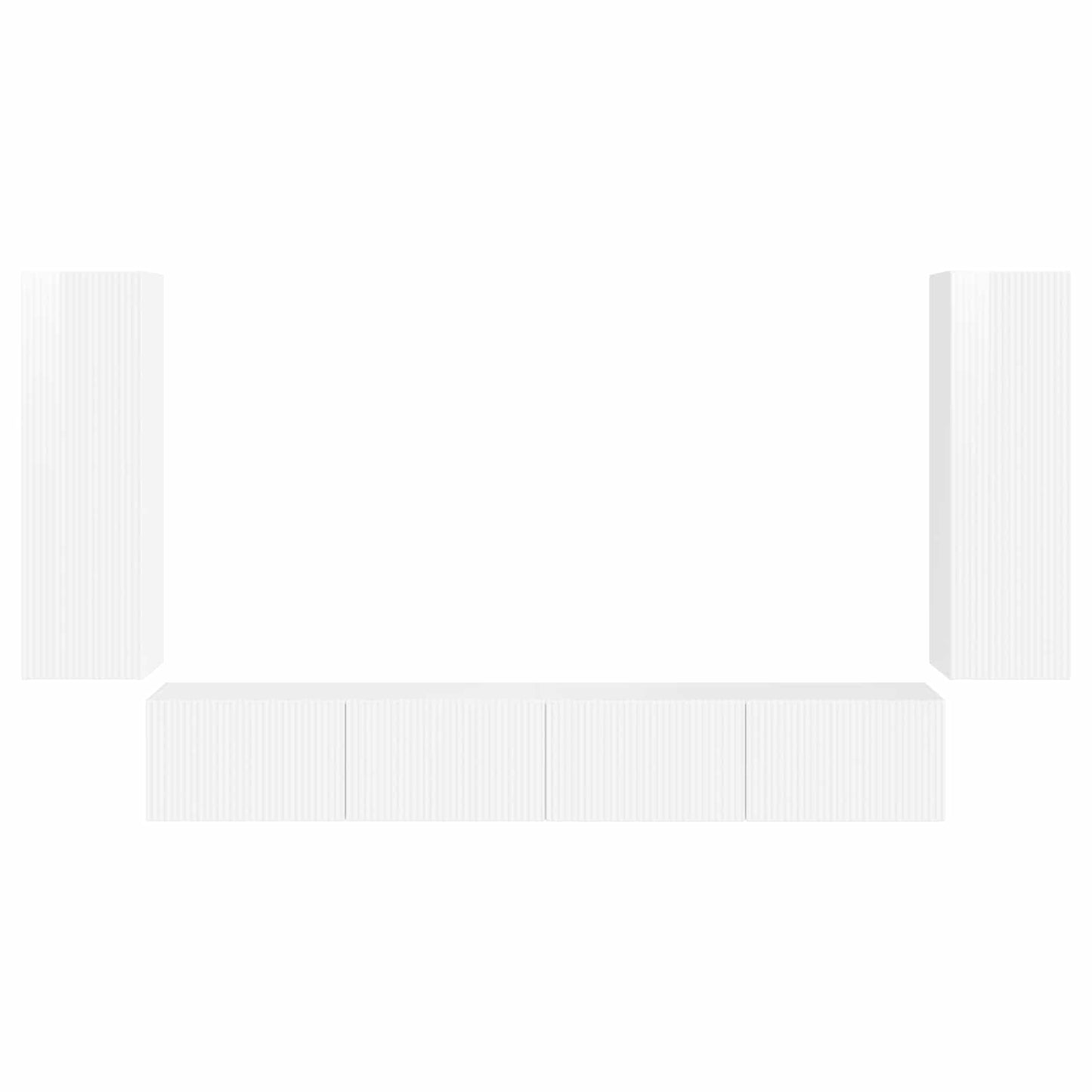 TV Wall Cabinet Set 4 pcs High Gloss White Engineered Wood