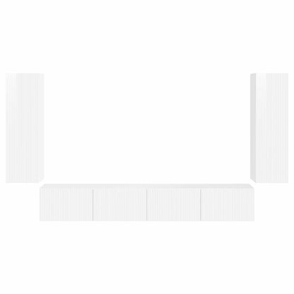 TV Wall Cabinet Set 4 pcs High Gloss White Engineered Wood