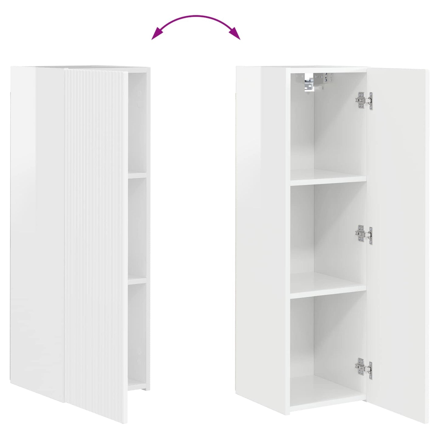 TV Wall Cabinet Set 4 pcs High Gloss White Engineered Wood