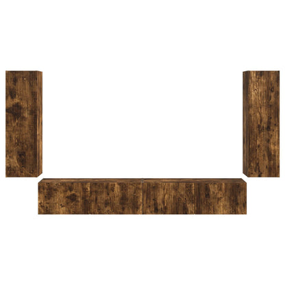 TV Wall Cabinet Set 4 pcs Smoked Oak Engineered Wood