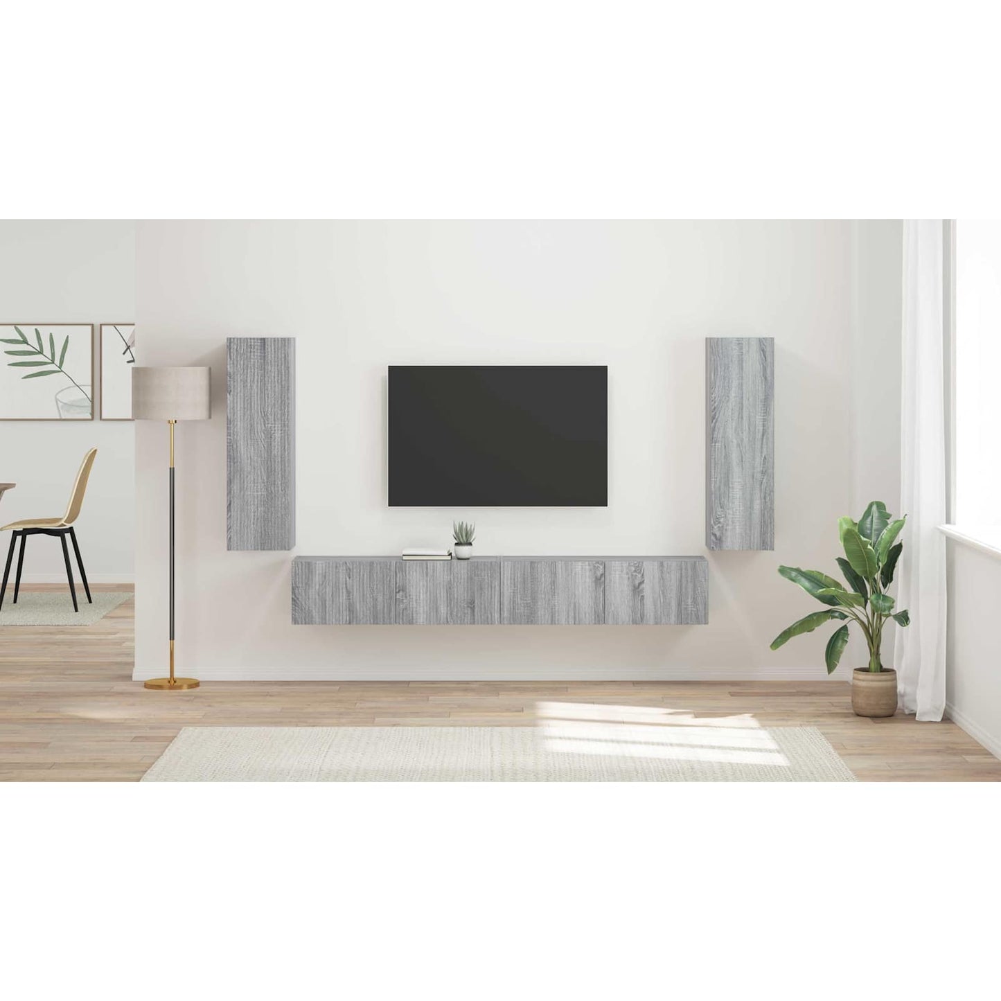 TV Wall Cabinet Set 4 pcs Grey Sonoma Engineered Wood