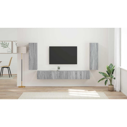 TV Wall Cabinet Set 4 pcs Grey Sonoma Engineered Wood