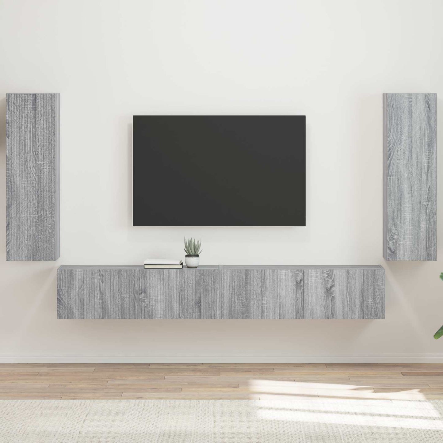 TV Wall Cabinet Set 4 pcs Grey Sonoma Engineered Wood
