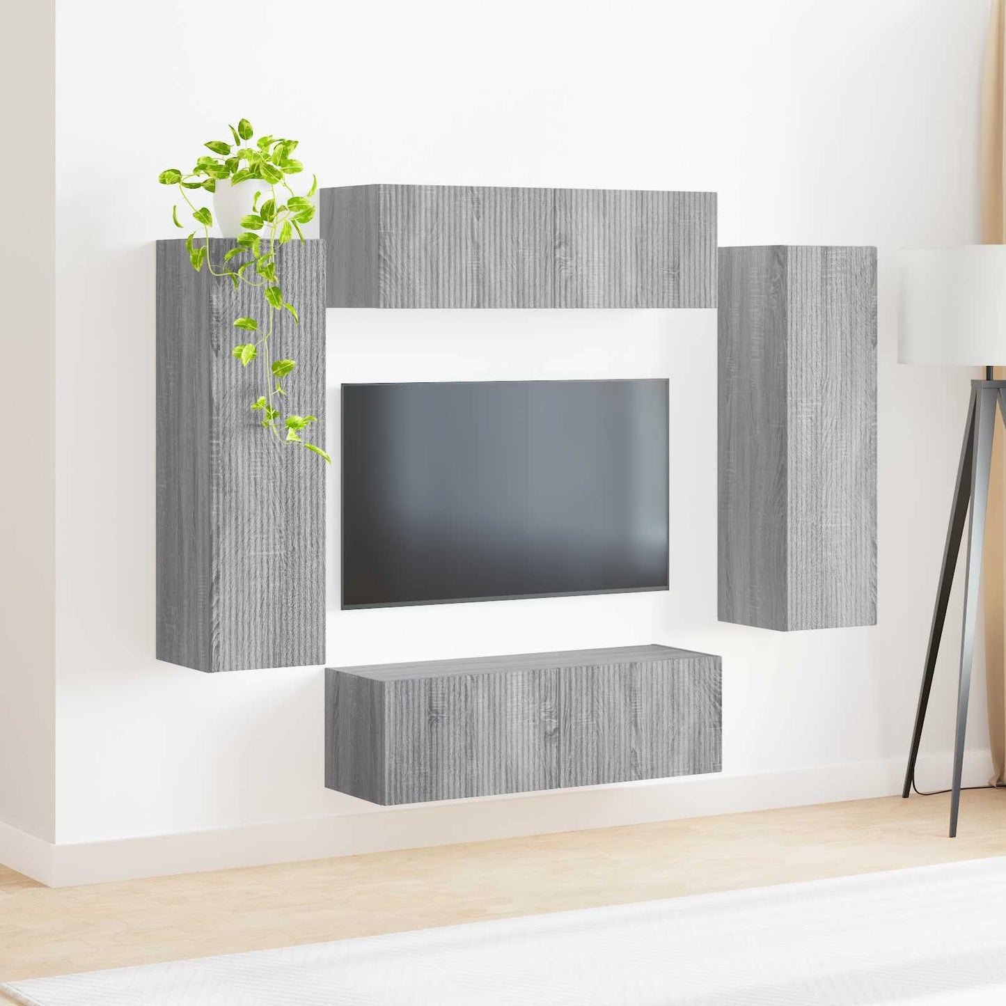 TV Wall Cabinet Set 4 pcs Grey Sonoma Engineered Wood