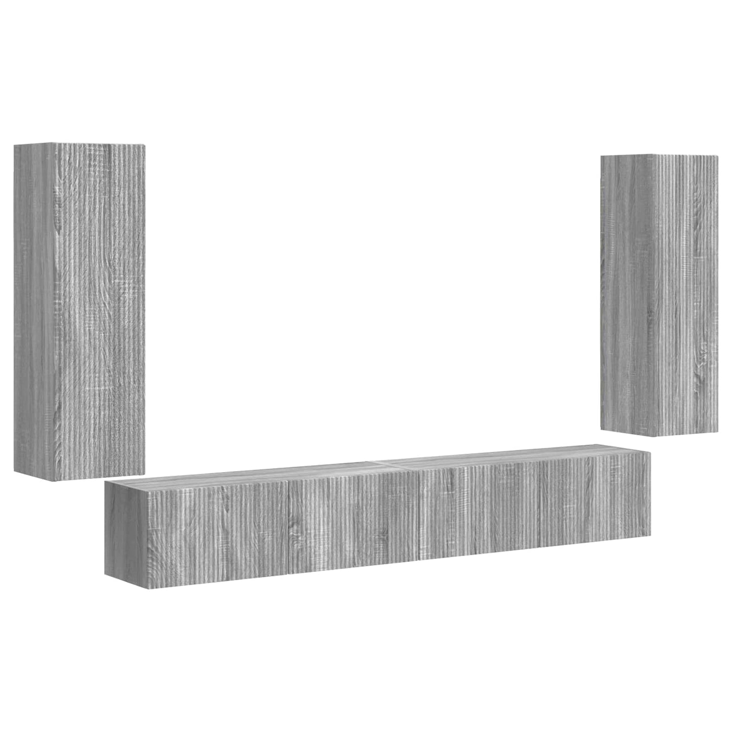TV Wall Cabinet Set 4 pcs Grey Sonoma Engineered Wood