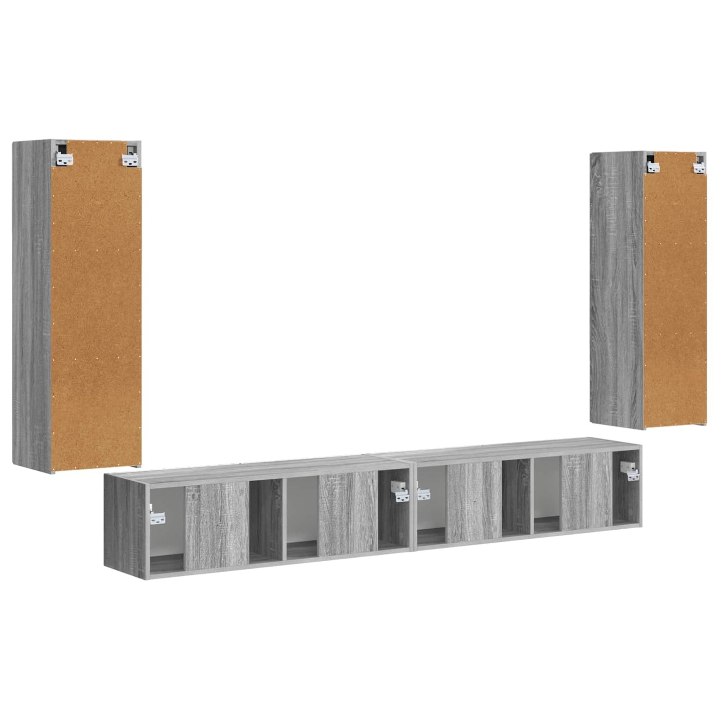 TV Wall Cabinet Set 4 pcs Grey Sonoma Engineered Wood