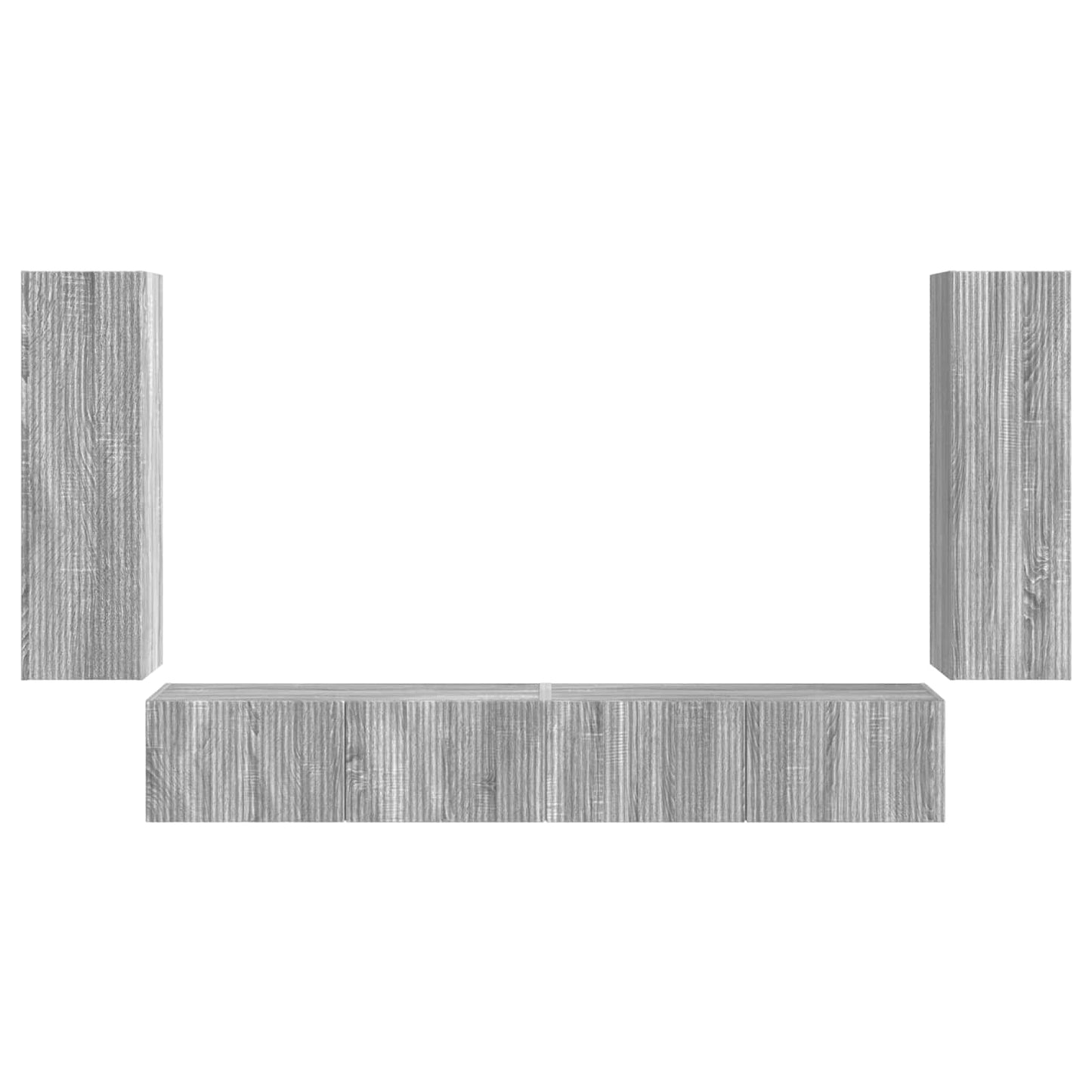 TV Wall Cabinet Set 4 pcs Grey Sonoma Engineered Wood