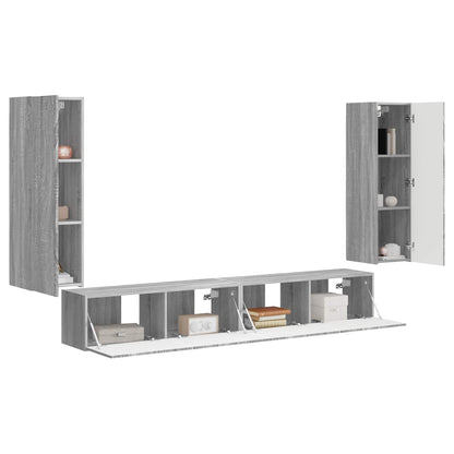 TV Wall Cabinet Set 4 pcs Grey Sonoma Engineered Wood