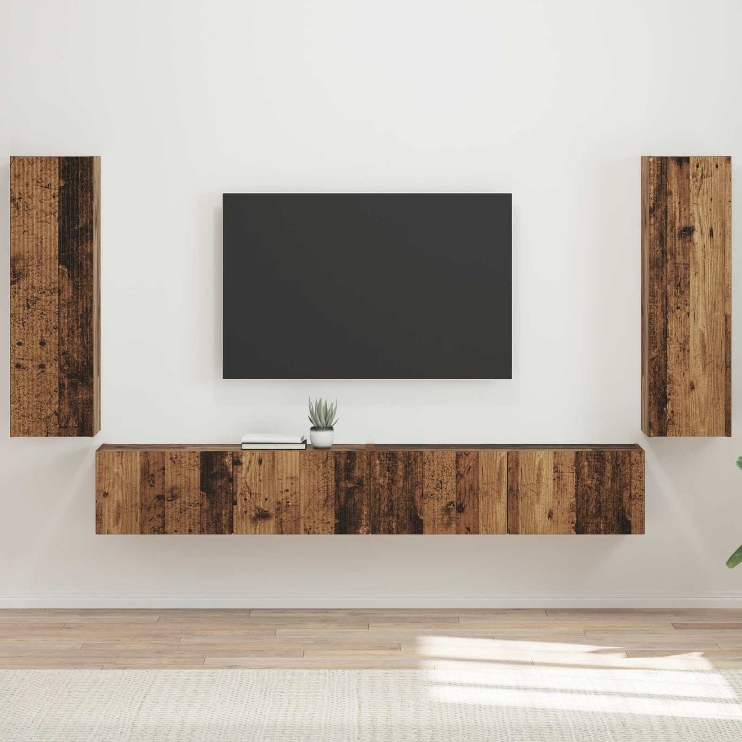 TV Wall Cabinet Set 4 pcs 29.5 x 31 x 100 cm Old Wood