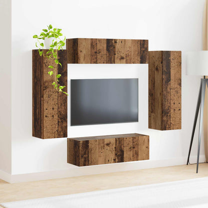 TV Wall Cabinet Set 4 pcs 29.5 x 31 x 100 cm Old Wood