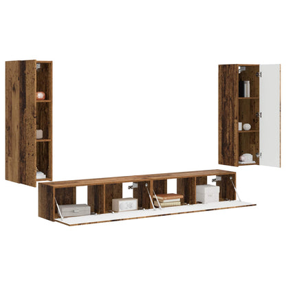 TV Wall Cabinet Set 4 pcs 29.5 x 31 x 100 cm Old Wood