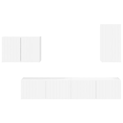TV Wall Cabinet Set 4 pcs White Engineered Wood