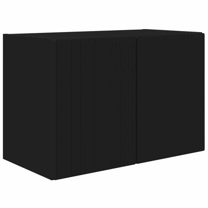 TV Wall Cabinet Set Wall-mounted 4 pcs Black Engineered Wood