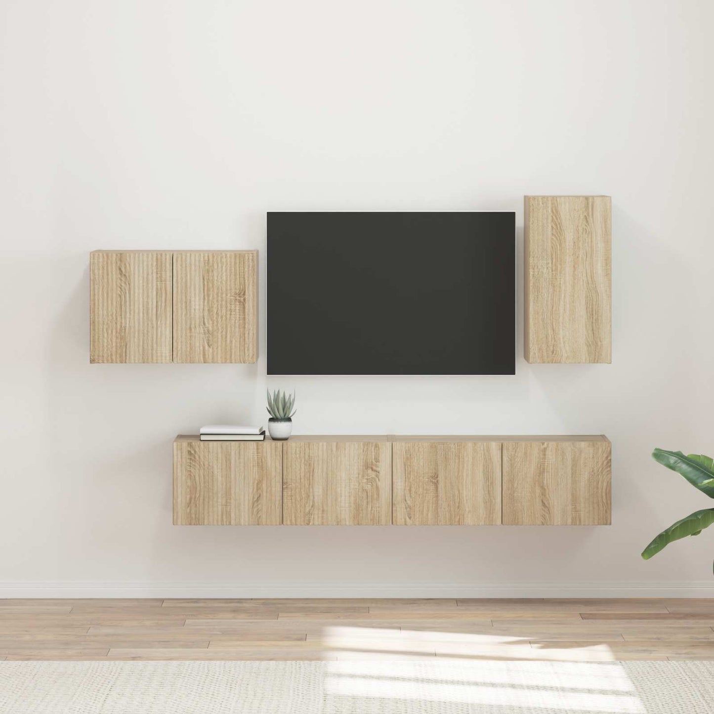 TV Wall Cabinet Set 4 pcs Sonoma Oak Engineered Wood