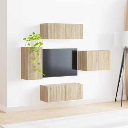 TV Wall Cabinet Set 4 pcs Sonoma Oak Engineered Wood