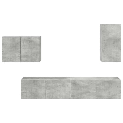 TV Wall Cabinet Set 4 pcs Concrete Grey Engineered Wood