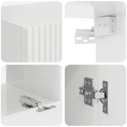 TV Wall Cabinet Set 4 pcs High Gloss White Engineered Wood