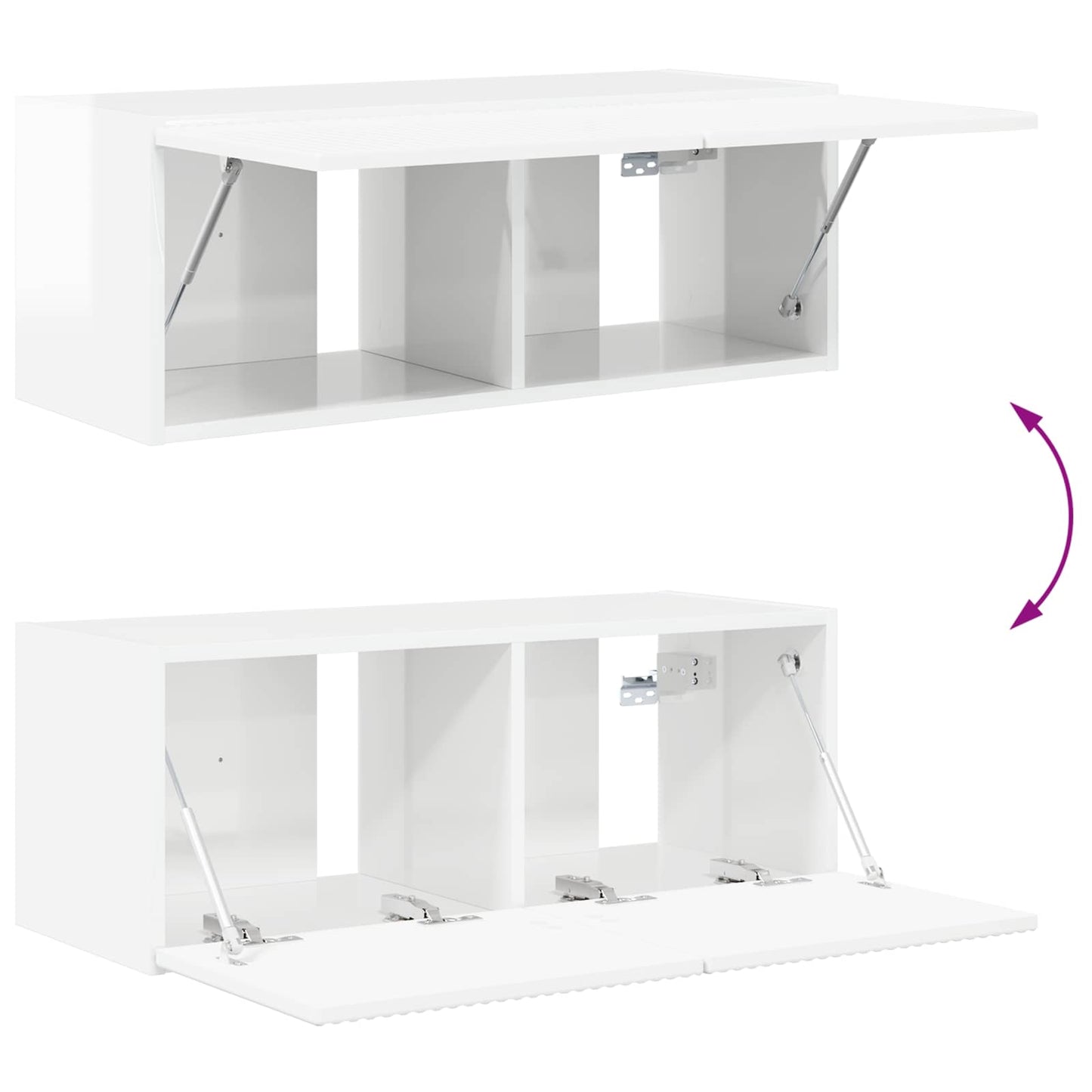 TV Wall Cabinet Set 4 pcs High Gloss White Engineered Wood