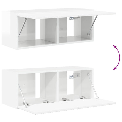 TV Wall Cabinet Set 4 pcs High Gloss White Engineered Wood