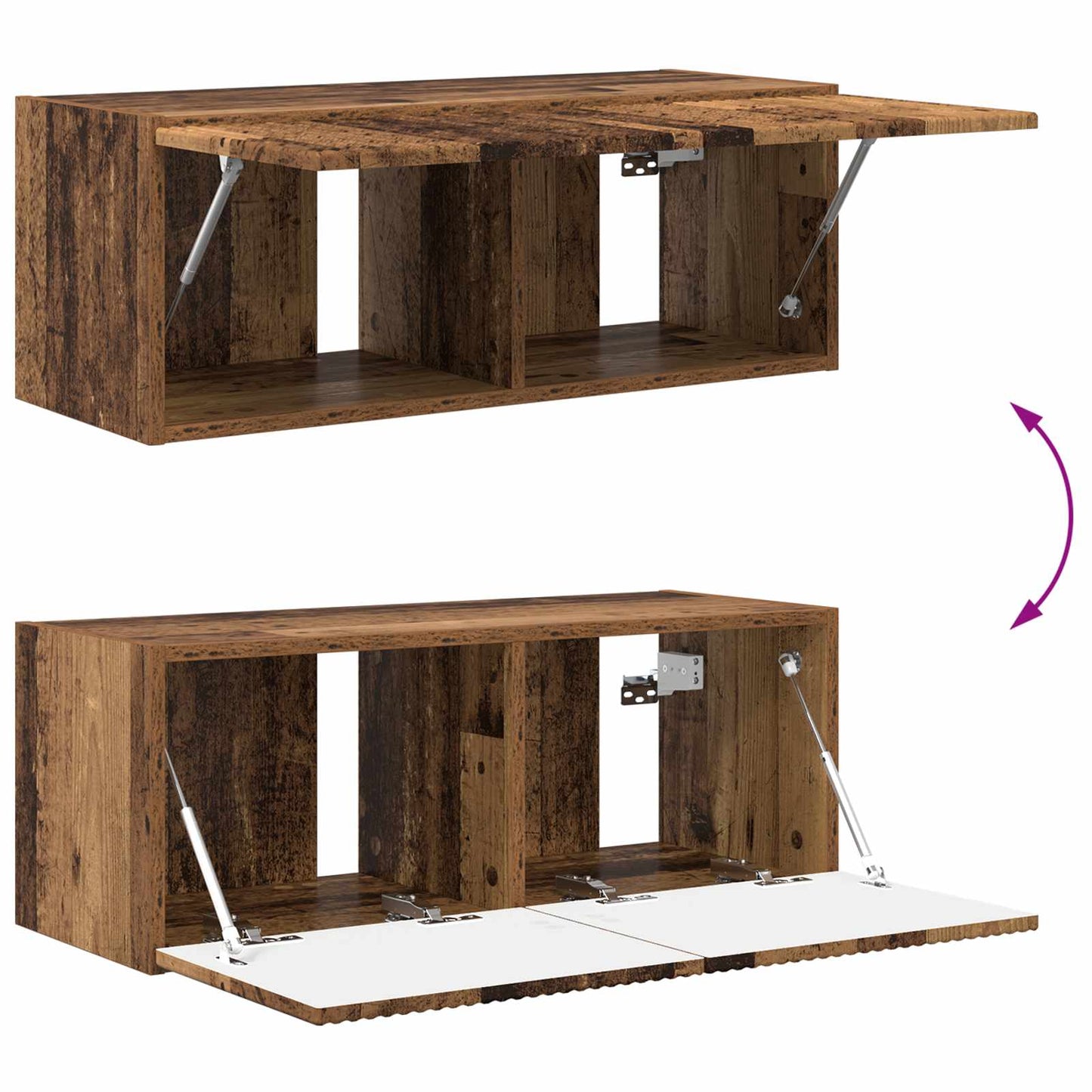 TV Wall Cabinet Set Wall-mounted 4 pcs Old Wood Engineered Wood