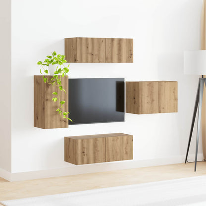 TV Wall Cabinet Set 4 pcs Artisan Oak Engineered Wood
