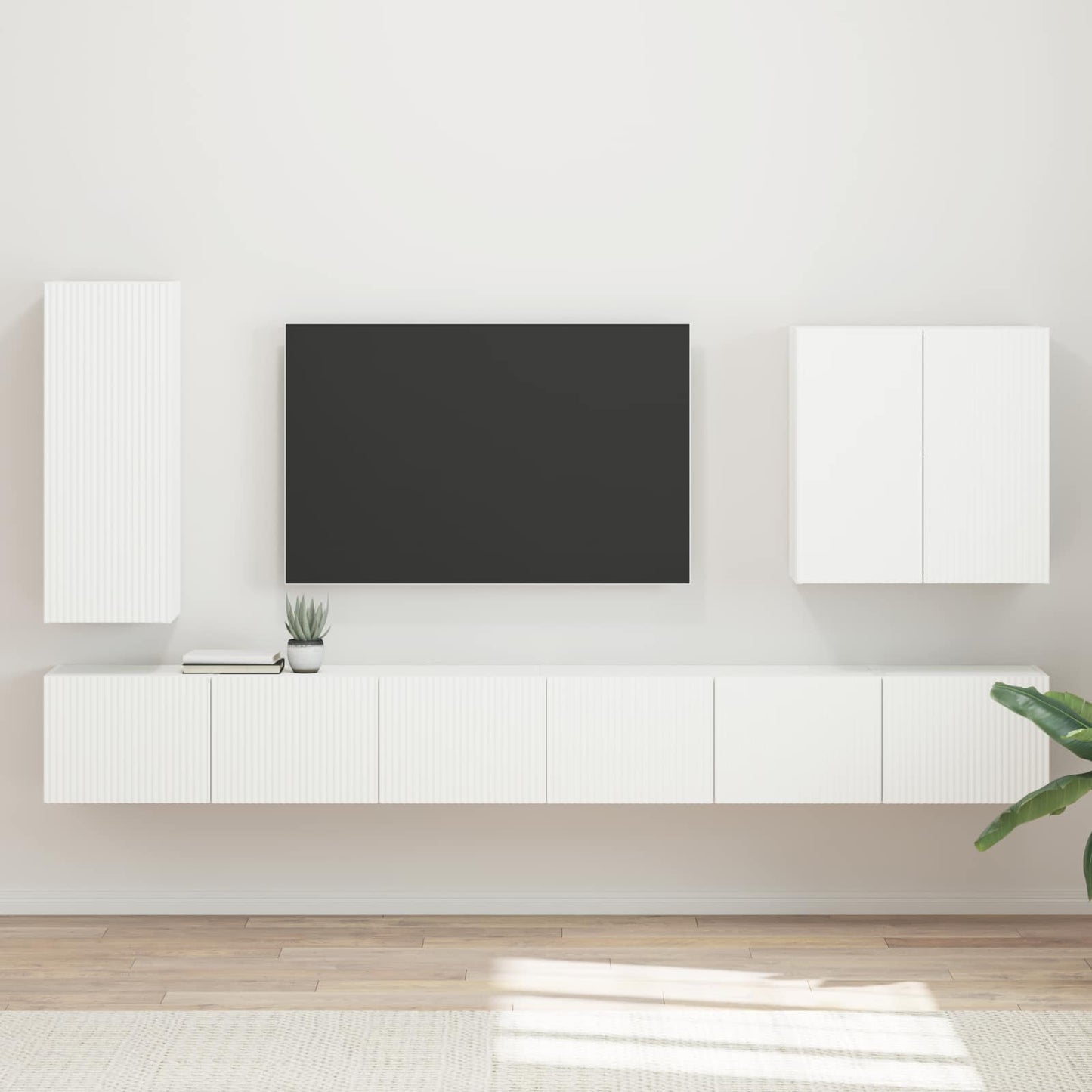 TV Wall Cabinet Set Wall-mounted 6 pcs White