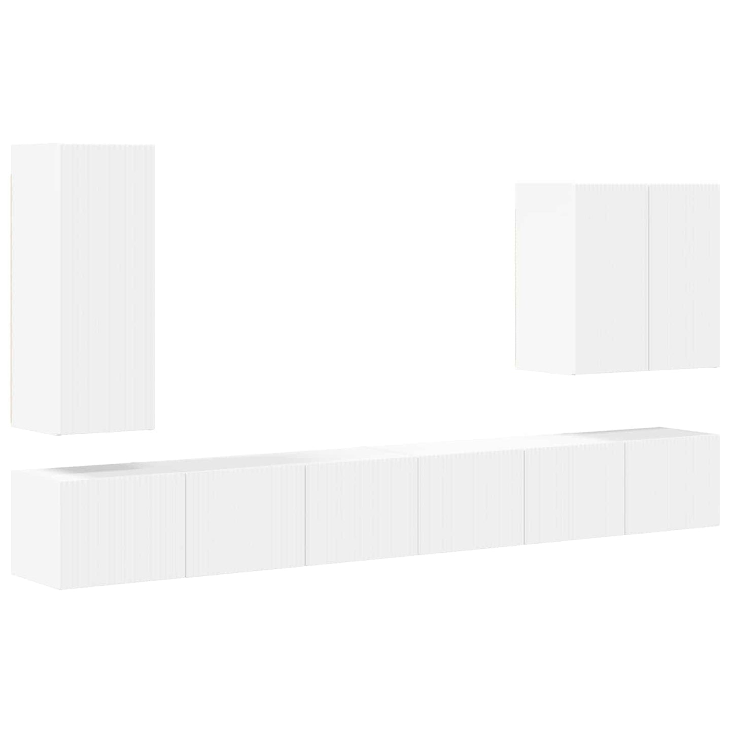 TV Wall Cabinet Set Wall-mounted 6 pcs White