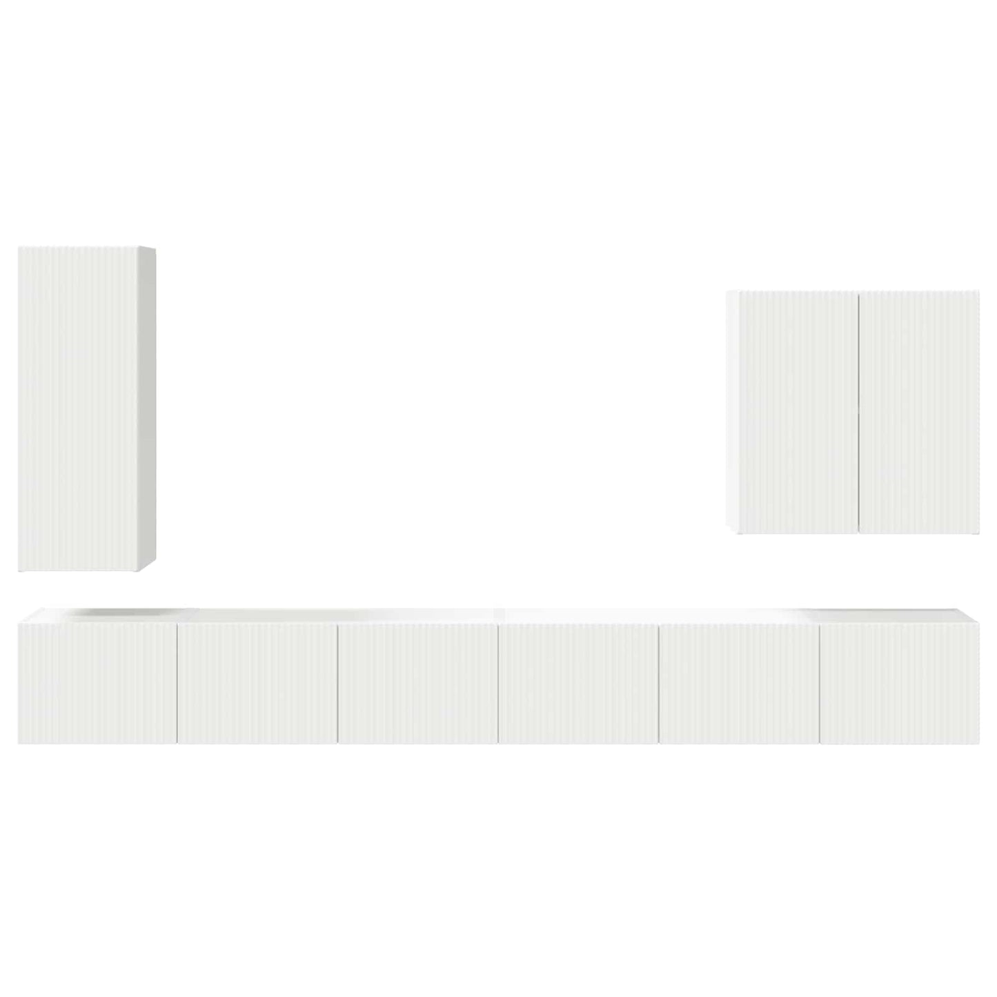TV Wall Cabinet Set Wall-mounted 6 pcs White