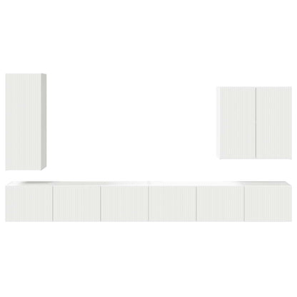 TV Wall Cabinet Set Wall-mounted 6 pcs White