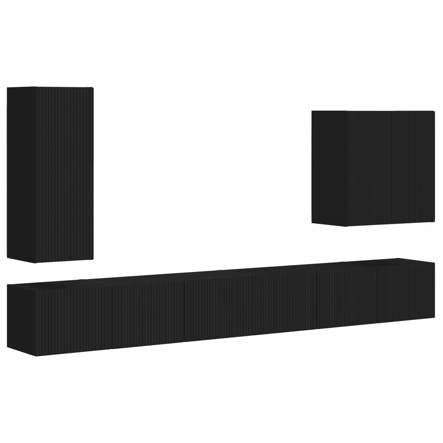 TV Wall Cabinet Set Wall-mounted 6 pcs Black