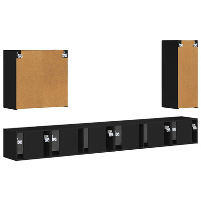 TV Wall Cabinet Set Wall-mounted 6 pcs Black