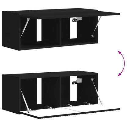 TV Wall Cabinet Set Wall-mounted 6 pcs Black