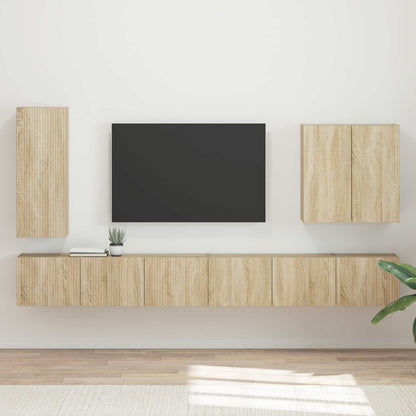 TV Wall Cabinet Set Wall-mounted 6 pcs Sonoma Oak