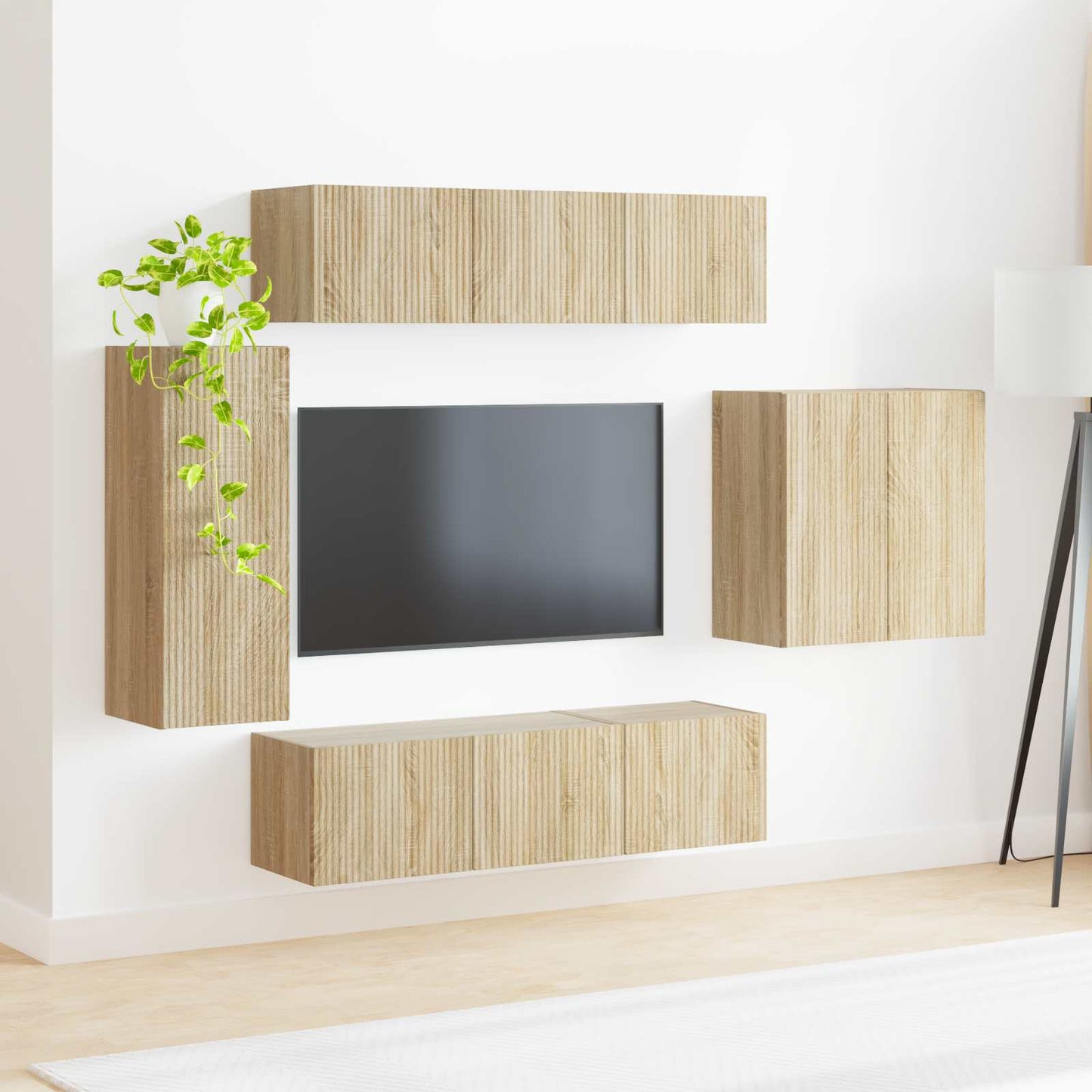 TV Wall Cabinet Set Wall-mounted 6 pcs Sonoma Oak