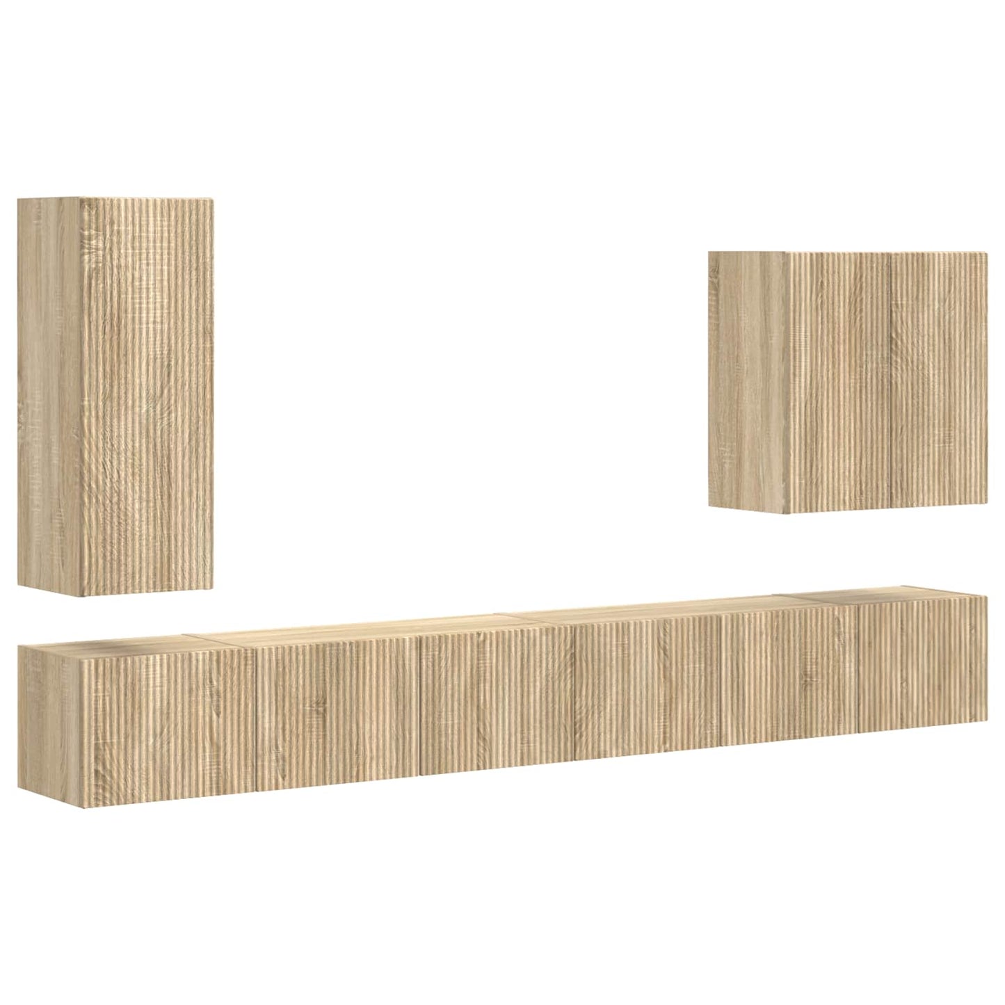 TV Wall Cabinet Set Wall-mounted 6 pcs Sonoma Oak