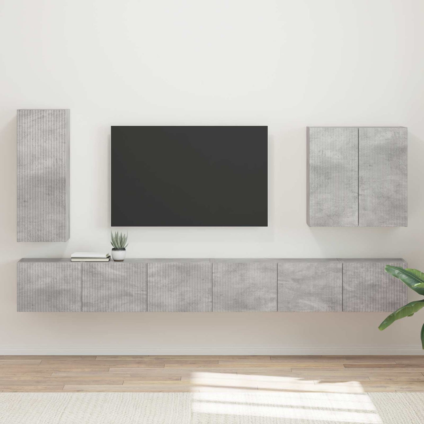 TV Wall Cabinet Set Wall-mounted 6 pcs Concrete Grey