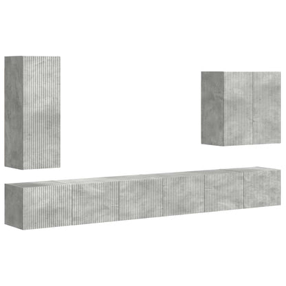 TV Wall Cabinet Set Wall-mounted 6 pcs Concrete Grey