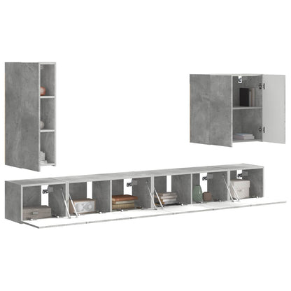 TV Wall Cabinet Set Wall-mounted 6 pcs Concrete Grey