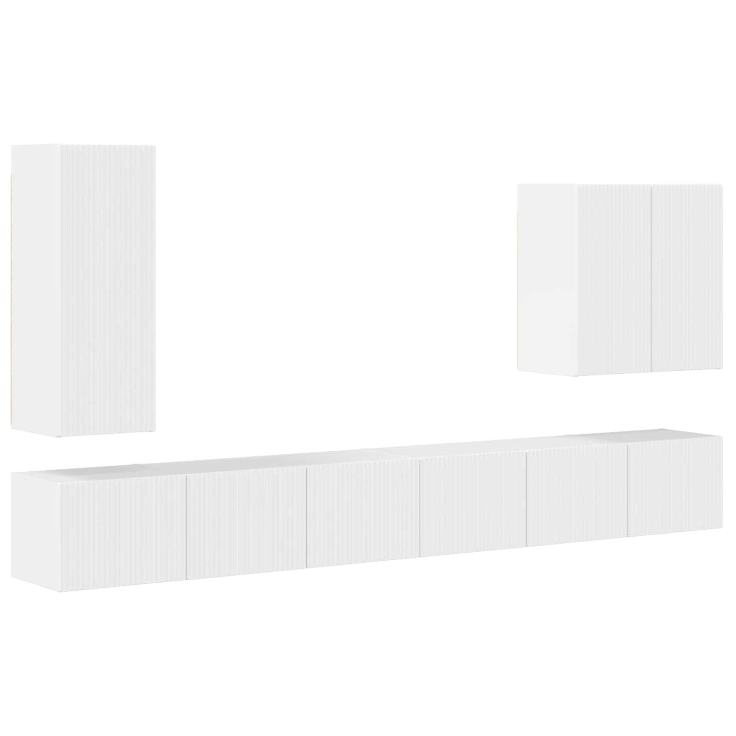 TV Wall Cabinet Set Wall-mounted 6 pcs High Gloss White