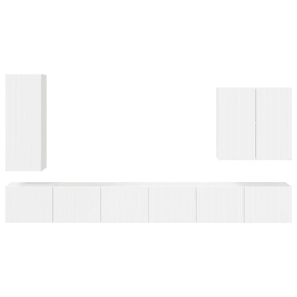 TV Wall Cabinet Set Wall-mounted 6 pcs High Gloss White