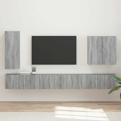 TV Wall Cabinet Set Wall-mounted 6 pcs Grey Sonoma