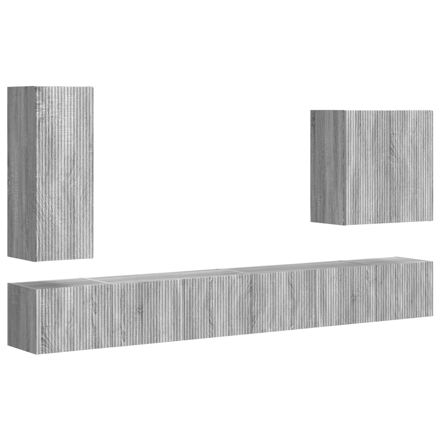 TV Wall Cabinet Set Wall-mounted 6 pcs Grey Sonoma