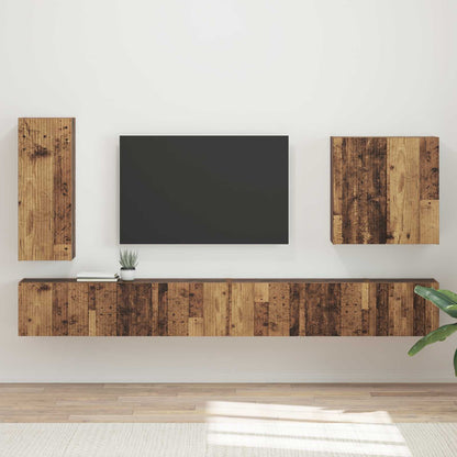 TV Wall Cabinet Set Wall-mounted 6 pcs Old Wood