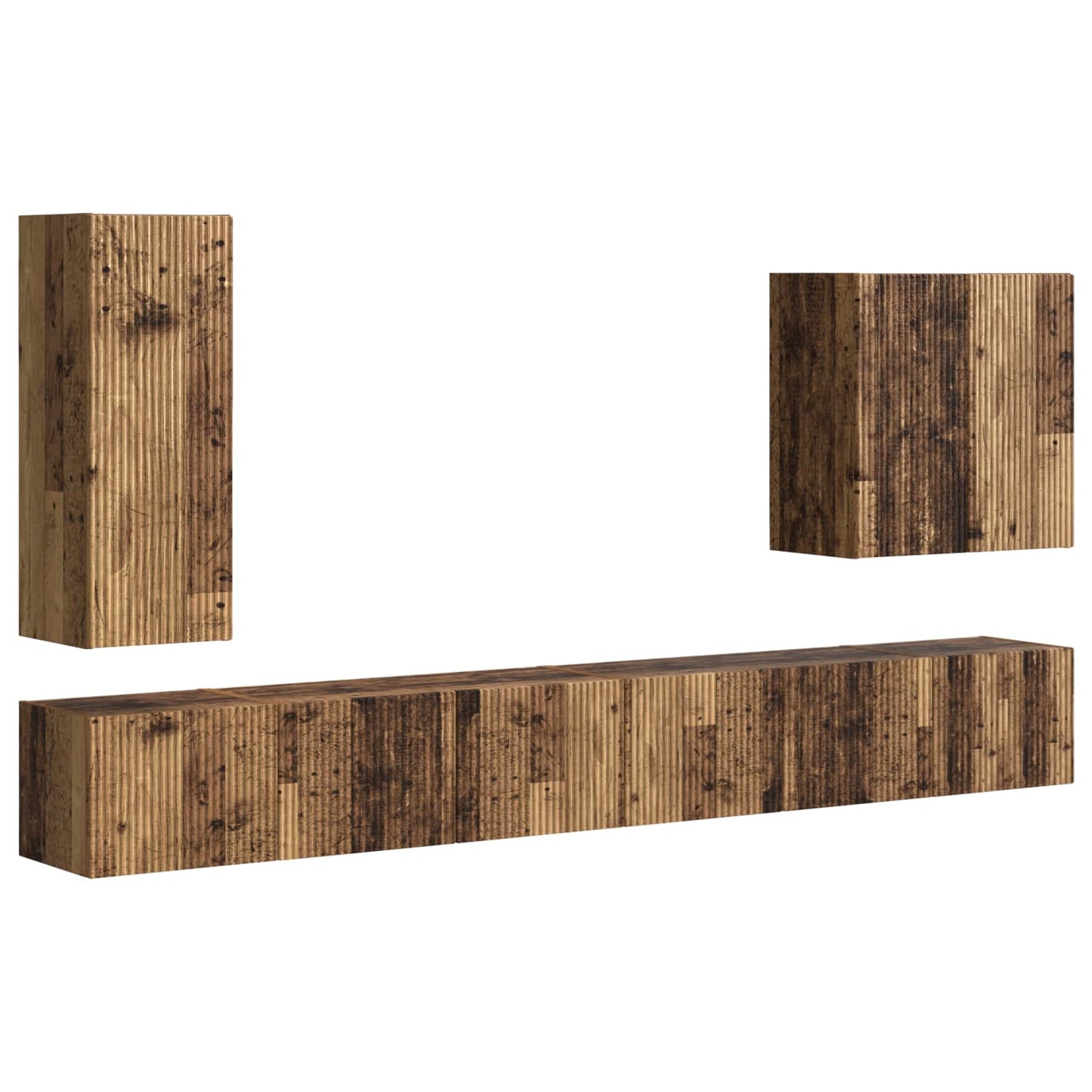 TV Wall Cabinet Set Wall-mounted 6 pcs Old Wood