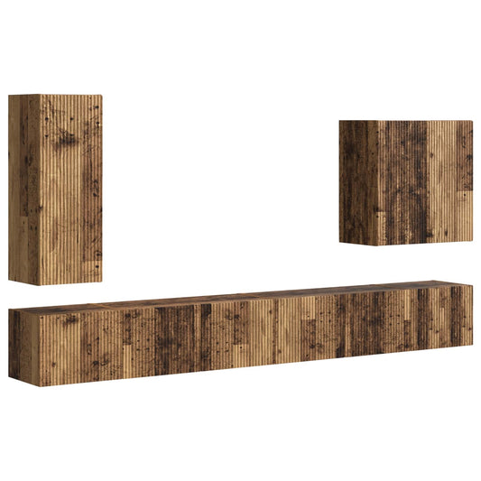 TV Wall Cabinet Set Wall-mounted 6 pcs Old Wood