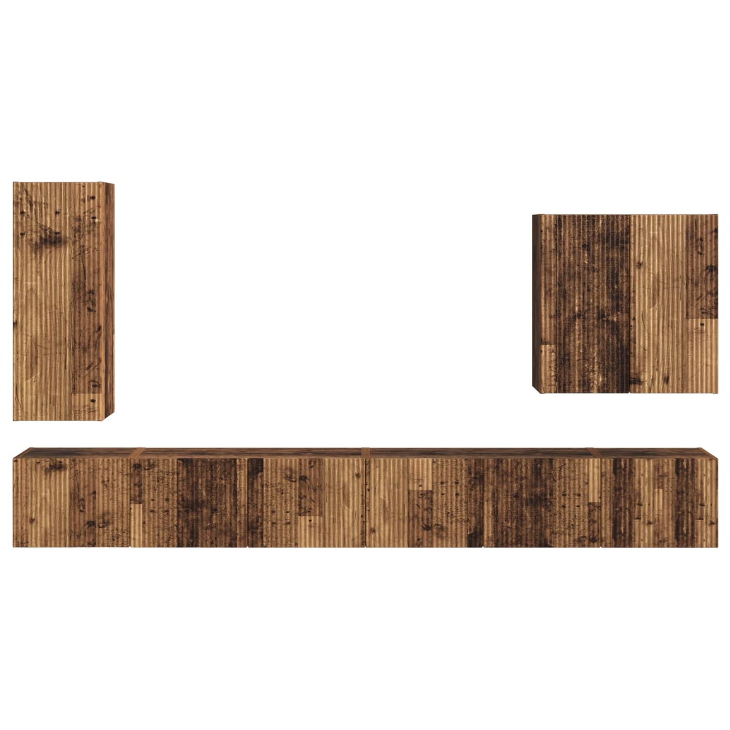 TV Wall Cabinet Set Wall-mounted 6 pcs Old Wood