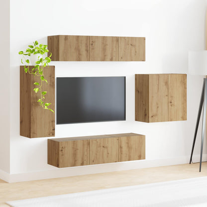 TV Wall Cabinet Set Wall-mounted 6 pcs Artisan Oak