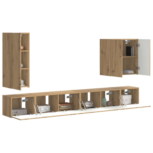 TV Wall Cabinet Set Wall-mounted 6 pcs Artisan Oak